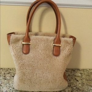 New-UGG Sheepskin Tote Bag. Chestnut Color Leathef